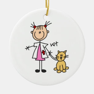 Veterinarian Stick Figure Ceramic Tree Decoration
