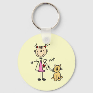 Veterinarian Stick Figure Key Ring