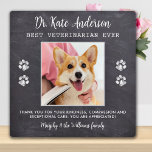 Veterinarian Thank You Gift Custom Pet Dog Photo Plaque<br><div class="desc">Say 'Thank You' to your wonderful veterinarian with a cute personalised pet photo plaque from the dog! Personalise with the pet's name & favourite photo. This veterinary appreciation gift will be a treasure keepsake. Customise 'Best Veterinarian Ever' for Vet Assistant, Vet Tech or Veterinary Title. COPYRIGHT © 2020 Judy Burrows,...</div>