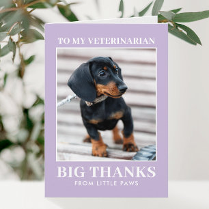 Veterinarian Thank You Pet Dog Photo Purple Modern Card