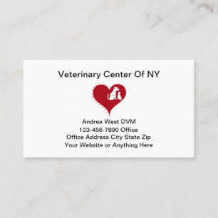 Veterinarian Theme Heart Dog Cat Graphic Business Card