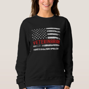 Veterinarian USA Flag Profession Retro Job Title Sweatshirt