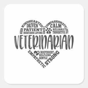 Veterinarian, vet, animal doctor square sticker