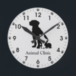 Veterinarian Vet Animal Pet Store Clinic Groomer R Round Clock<br><div class="desc">This design was created though digital art. It may be personalised in the area provided by changing the photo and/or text. Or it can be customised by choosing the click to customise further option and delete or change the colour the background, add text, change the text colour or style, or...</div>
