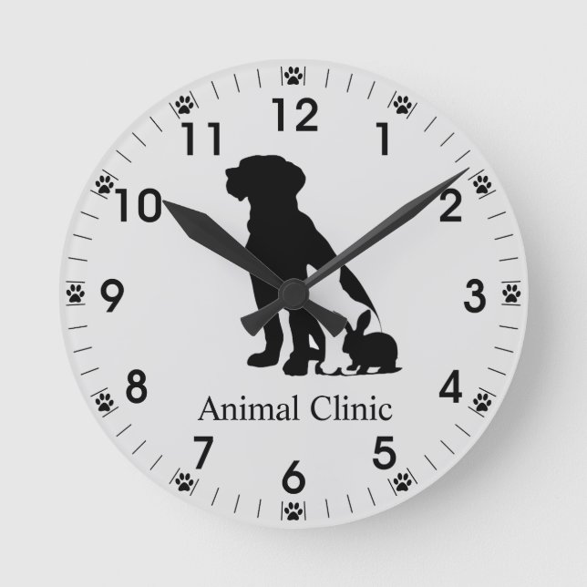 Veterinarian Vet Animal Pet Store Clinic Groomer R Round Clock (Front)