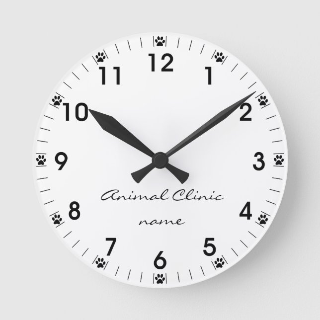 Veterinarian Vet Animal Pet Store Clinic Groomer Round Clock (Front)