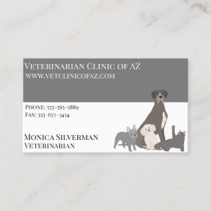Veterinarian Vet Black Grey Block Pets Dog Cat Business Card