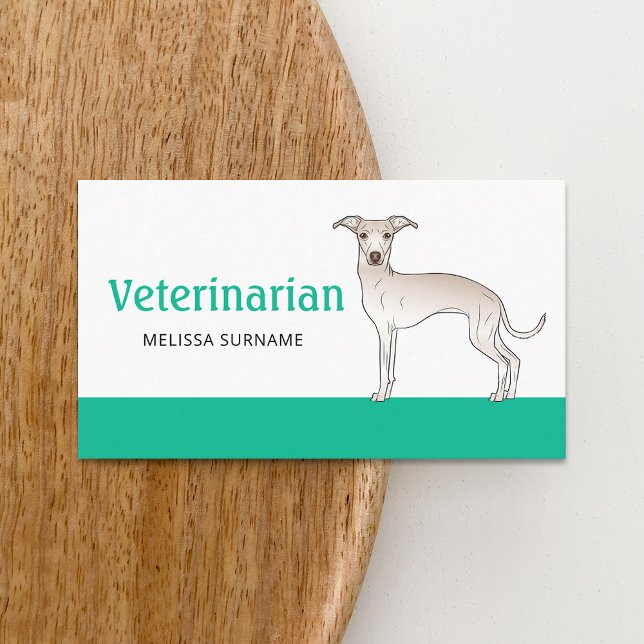 Veterinarian Vet Tech Cream Italian Greyhound Dog Business Card (Creator Uploaded)