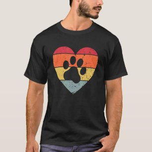 Veterinarian Vet Tech Retro Sunset Paw Print Dog C T-Shirt