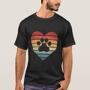 Veterinarian Vet Tech Retro Sunset Paw Print Dog C T-Shirt