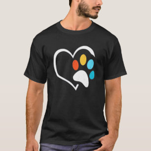 Veterinarian Vet Tech Retro Sunset Paw Print Dog C T-Shirt