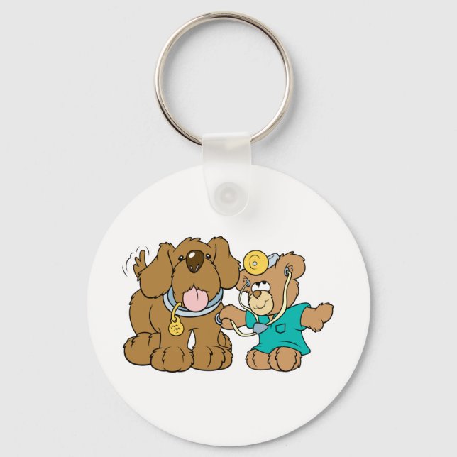 veterinarian vet teddy bear design key ring (Front)