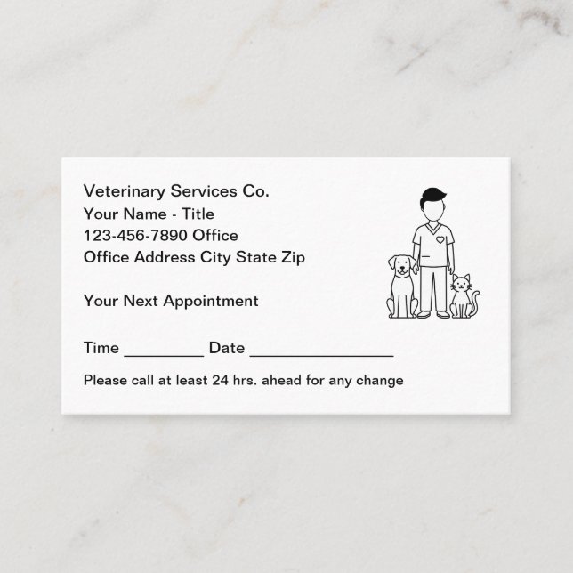 Veterinarian Veterinary Office Appointment Cards (Front)