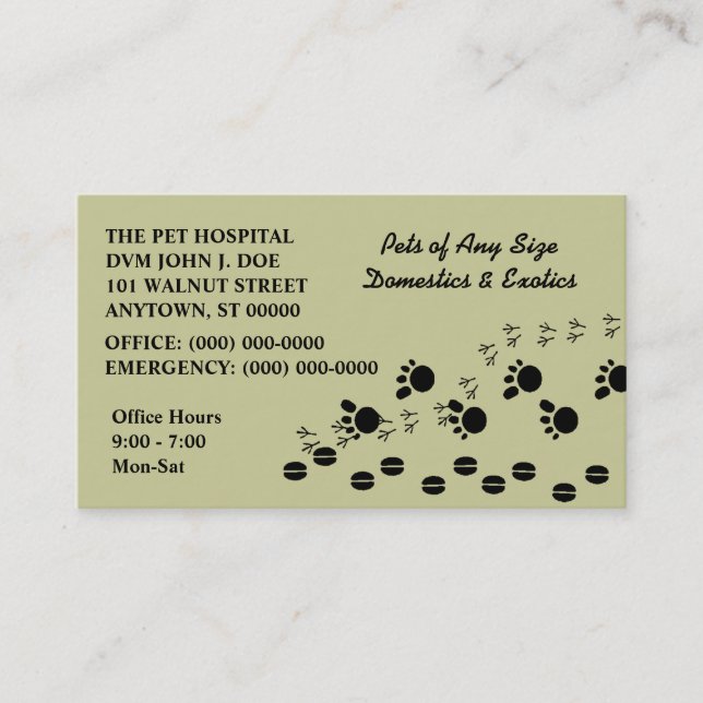 VETERINARIAN VETS PET SERVICE BUSINESS CARDS (Front)