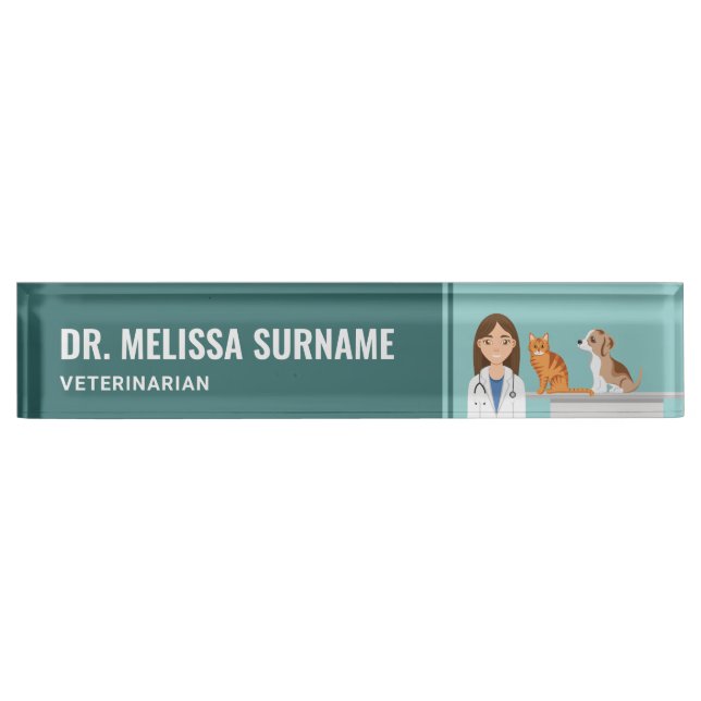 Veterinarian Woman Vet Clinic Pet Animal Doctor Nameplate (Front)