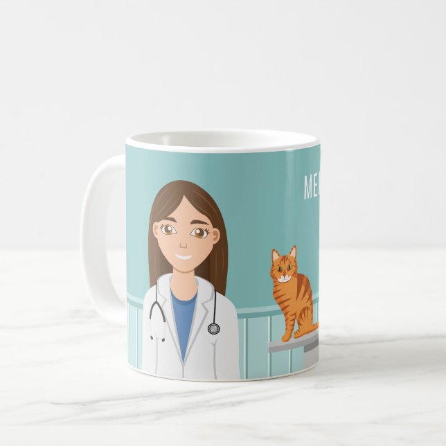 Veterinarian Woman Vet Doctor With Cat And Dog Coffee Mug (Front Left)
