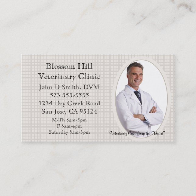 Veterinarian Your Photo  Business Card (Front)