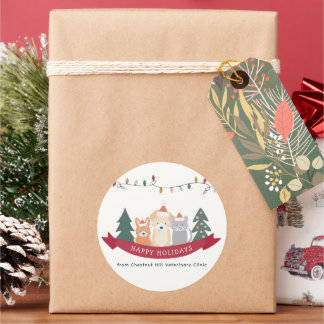 Veterinary Animal Clinic Pet Business Christmas Classic Round Sticker