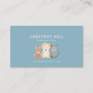 Veterinary Animal Clinic Slate Blue Business Card