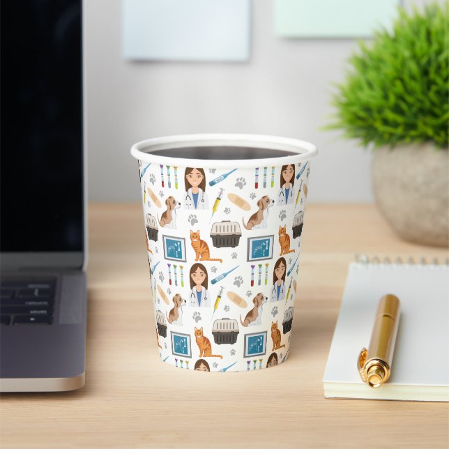 Veterinary Animal Doctor Medical Vet DVM Pattern Paper Cups (Insitu)