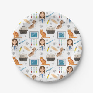 Veterinary Animal Doctor Medical Vet DVM Pattern Paper Plate