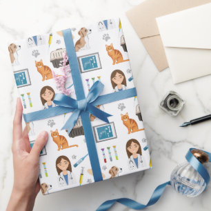Veterinary Animal Doctor Medical Vet DVM Pattern Wrapping Paper