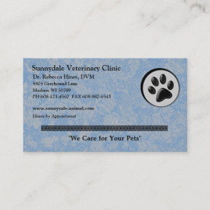 Veterinary Animal Logo with Black and White Paw Business Card
