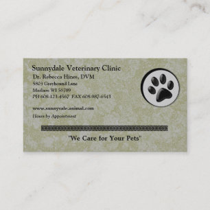 Veterinary Animal Logo with Black and White Paw Business Card