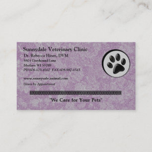 Veterinary Animal Logo with Black and White Paw Business Card