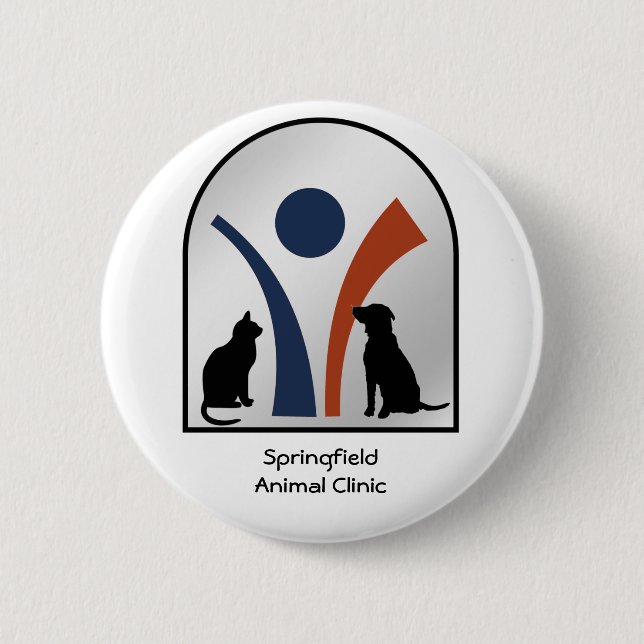 Veterinary Animal Logo with Cat and Dog 6 Cm Round Badge (Front)