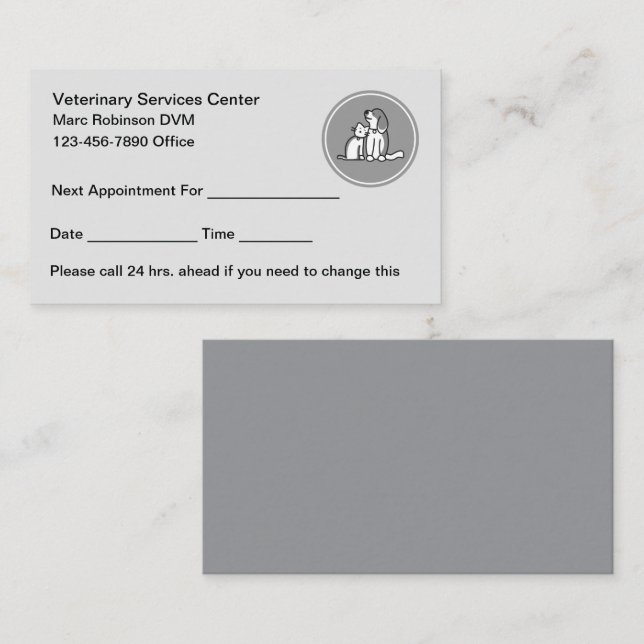 Veterinary Appointment Card Simple Design (Front/Back)