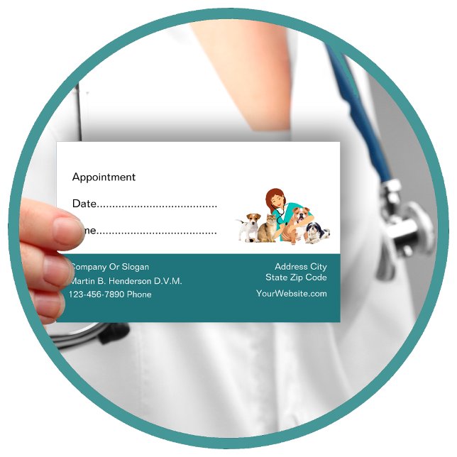 Veterinary Appointment Reminder Business Cards (Creator Uploaded)