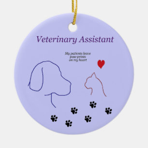 Veterinary Assistant-Paw Prints on My Heart Ceramic Tree Decoration