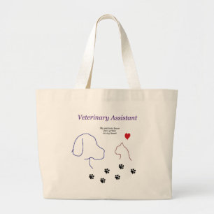 Veterinary Assistant-Paw Prints on My Heart Large Tote Bag