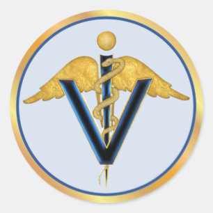 Veterinary Caduceus Classic Round Sticker