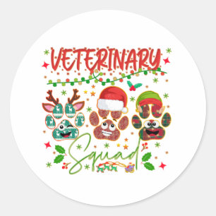 Veterinary Christmas Squad Veterinarians Coworkers Classic Round Sticker
