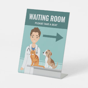 Veterinary Clinic Animal Hospital Waiting Lobby Pedestal Sign