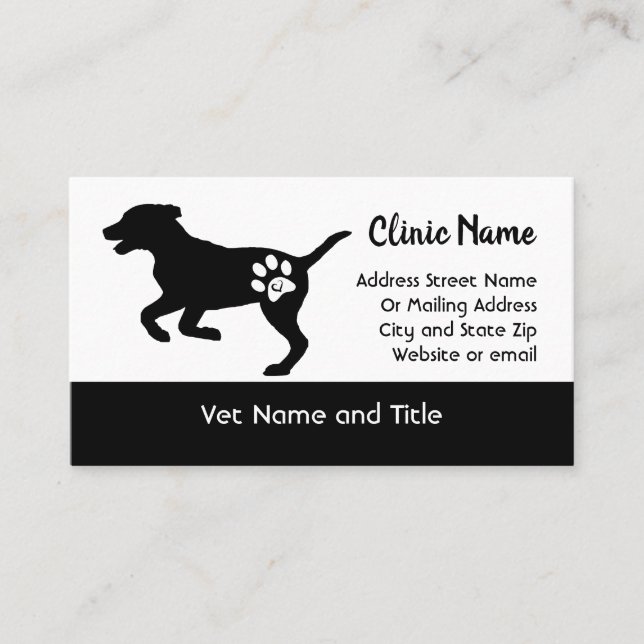 Veterinary Clinic Business Card Dog Silhouette (Front)