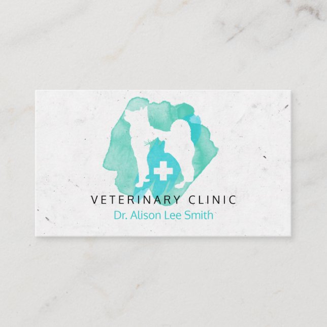 Veterinary Clinic cross Veterinarian  Business Card (Front)