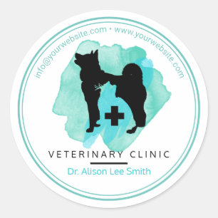 Veterinary Clinic Cross Veterinarian Classic Round Sticker