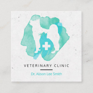 Veterinary Clinic Cross Veterinarian Square Business Card