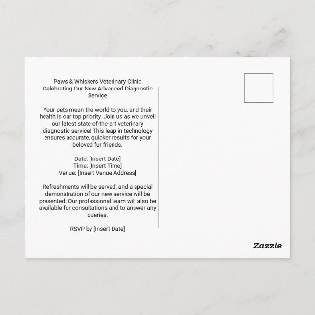 Veterinary Clinic Dual-Profile Dog Cat Invitation Postcard (Back)