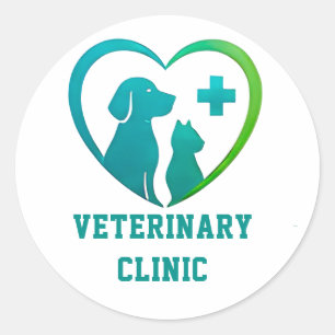 🐾 Veterinary Clinic Logo For Animal Hospital 💚 Classic Round Sticker