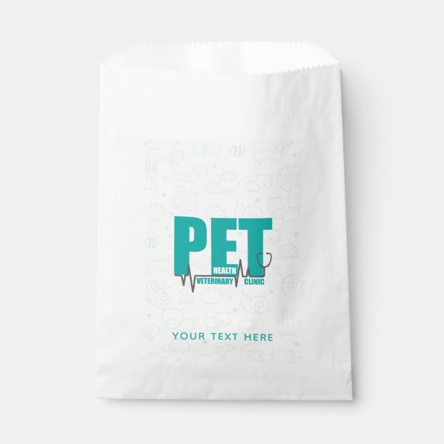 Veterinary Clinic Modern Blue Logo Favour Bags (Front)