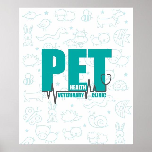 Veterinary Clinic Modern Blue Promotional Poster (Front)