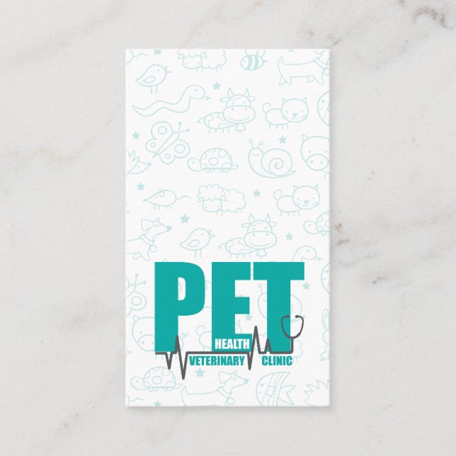 Veterinary Clinic Modern Turquoise Business Card (Front)