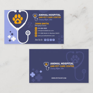 Veterinary Clinic, Pet care, Vet, Animal Doctor Business Card
