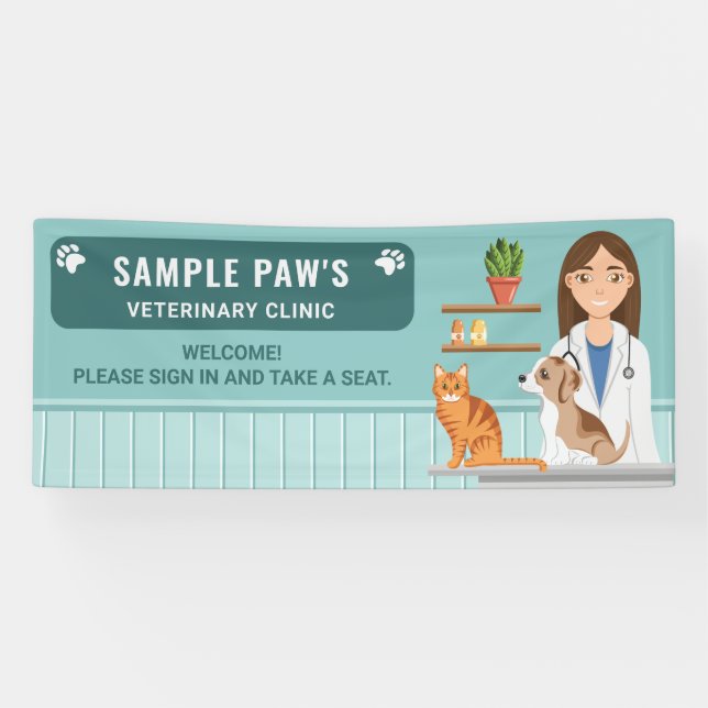 Veterinary Clinic Pet Vet Animal Hospital Welcome Banner (Horizontal)