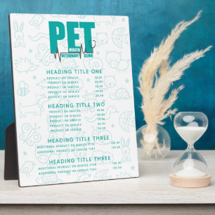 Veterinary Clinic Pricing & Services Plaque