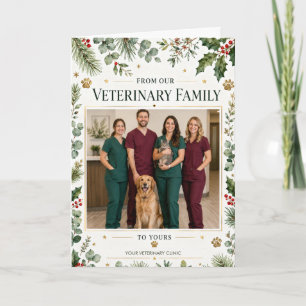 Veterinary Clinic Staff Photo Christmas Holiday Card